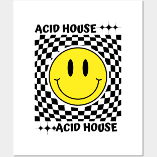 ACID HOUSE  - Checker Smiley (Black) Posters and Art